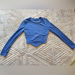 SHEIN Heathered Blue Knit Crop Top